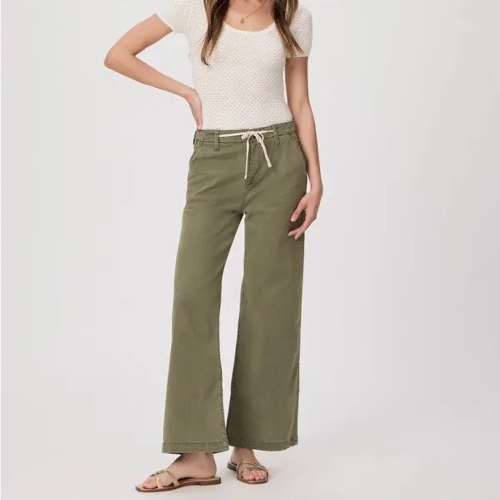 PAIGE Carly Relaxed Women's Olive Green Wide-Leg pants size 29